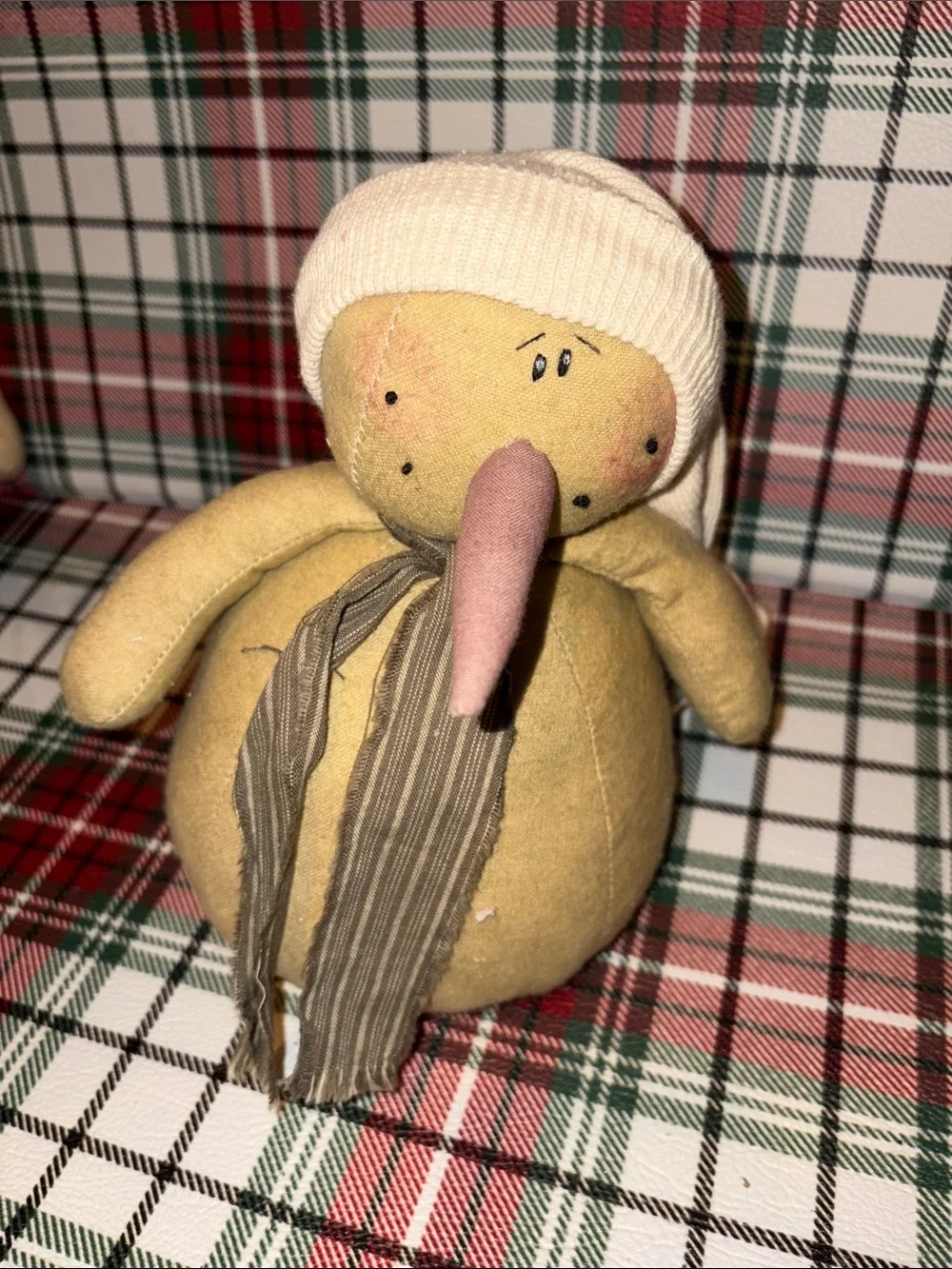 Honey & Me Rustic Primitive Snowman Holiday Plush with Hat & Carrot Nose Bundle